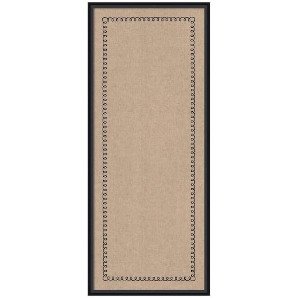 Lucie 41 in. x 17 in. Black Wood Framed Linen Fabric Memo Board