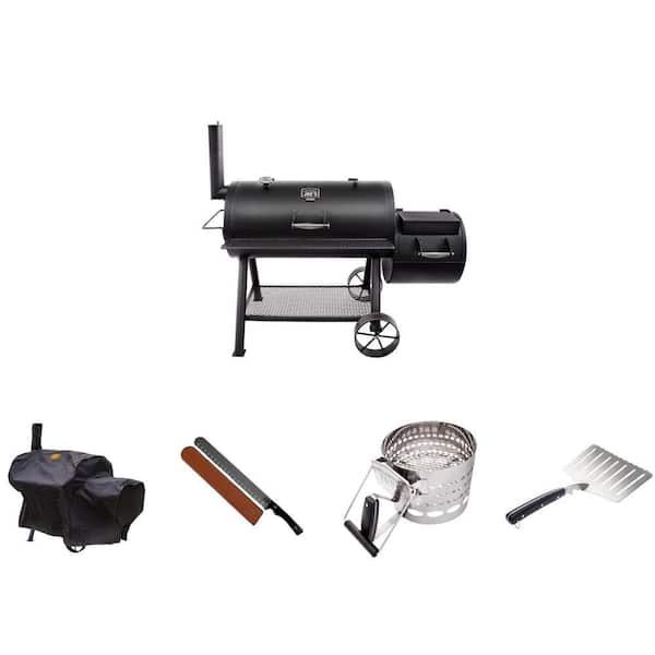 Longhorn 1060 sq. in. Smoker and Grill with Custom Cover, Slicing Knife, Stainless Steel Lifter and XL Charcoal Starter