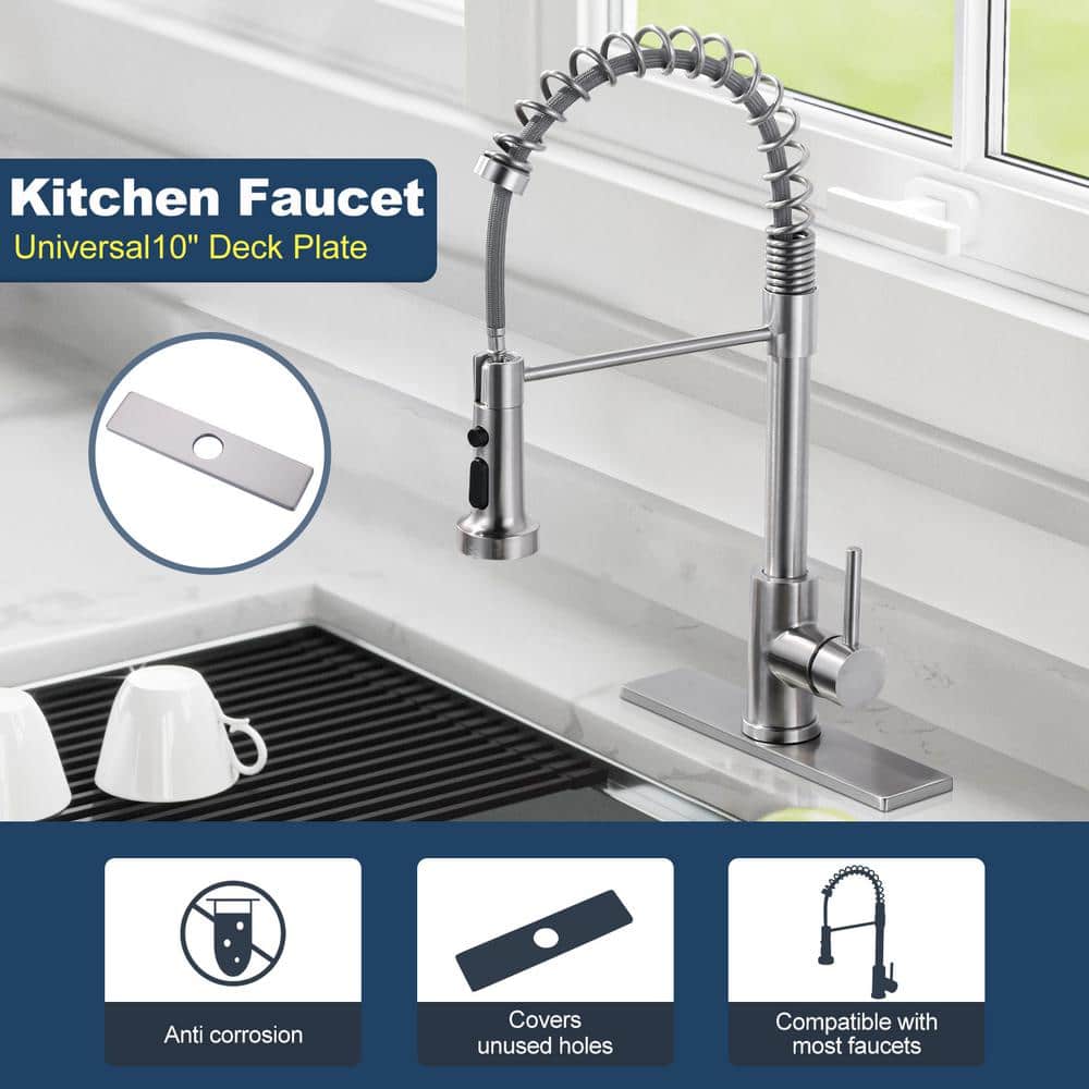 Brushed Nickel Stainless Steel Kitchen Faucet Deck Plate