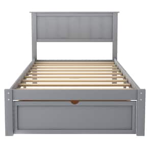 Ciara Gray Twin Size Platform Bed with Under Bed Drawer