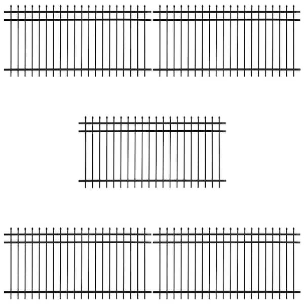 Fencer Wire 4 ft. x 8 ft. Heavy-Duty Steel Spaced Bar Pointed Pinnacle Metal Fence Panel (Pack of 5)