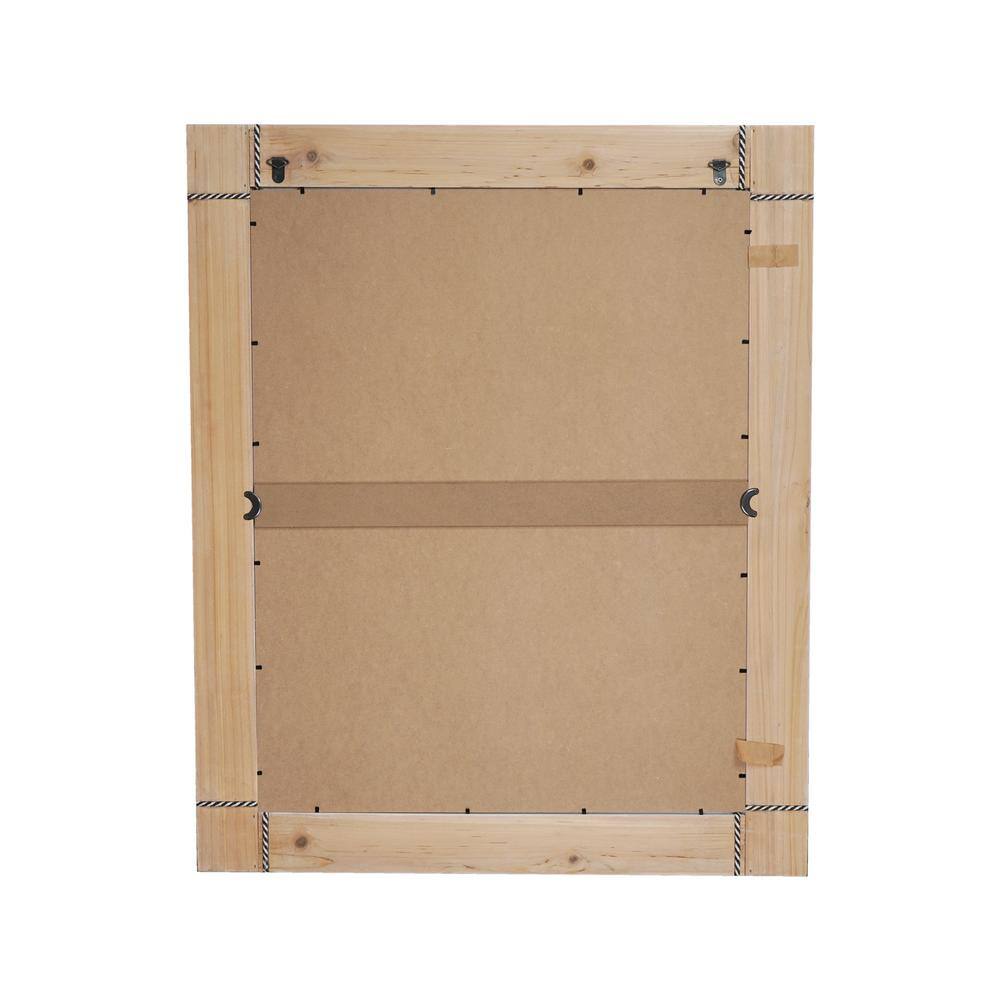 Whitewashed Wood Rectangular Vanity Mirror with Rope Inlay