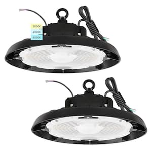 100/120/150W UFO High Bay LED Black Shop Lights, Up to 22500 Lumens, 3CCT, IP65, 120-277V, UL Listed 2-Pack