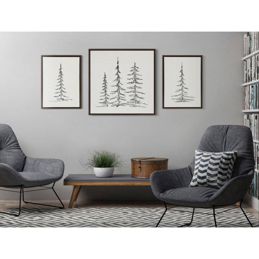Minimalist Evergreen Trees Black and White Canvas Art Set