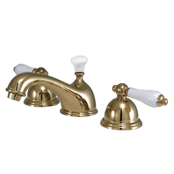 Kingston Brass Restoration 8 in. Widespread 2-Handle Bathroom Faucet in Polished Brass