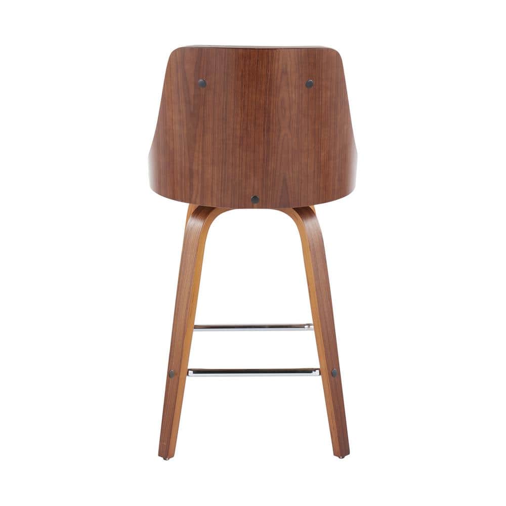 Gianna Light Gray Walnut Chrome Swivel Counter Stool Set