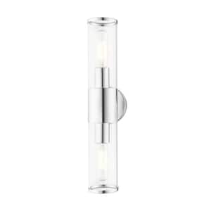 Prestwick 18.5 in. 2-Light Polished Chrome ADA Vanity Light with Clear Glass