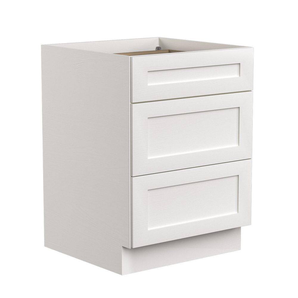 24 in. W x 21 in. D x 34 in. H Ready to Assemble Plywood Base Bathroom Cabinet in White with Three Drawers price history on PriceWatchPro