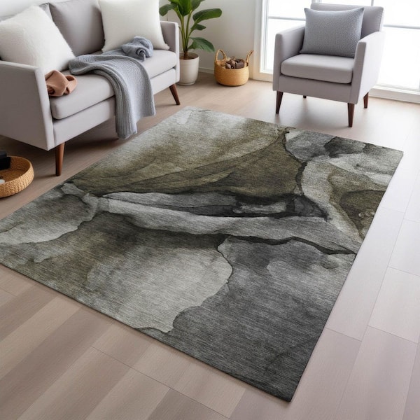 Chantille Machine Washable Indoor/Outdoor Abstract ACN1937 Gray 8 ft. x 10 ft. Area Rug