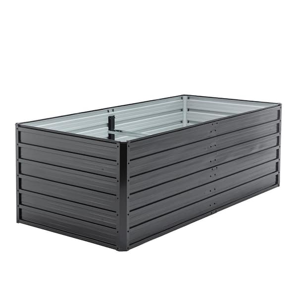 6 x 3 x 2 ft. Outdoor Extra Large Capacity Black Metal Raised Garden Bed Steel Planter Boxes Herbs Vegetables Flowers