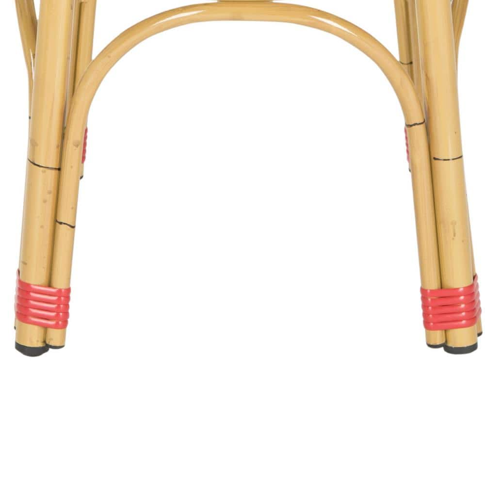 Coastal Farmhouse Red & White Faux Bamboo Bar Stool