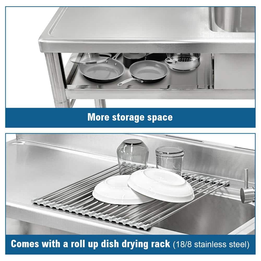 39.3" Brushed Stainless Steel Freestanding Outdoor Kitchen Sink