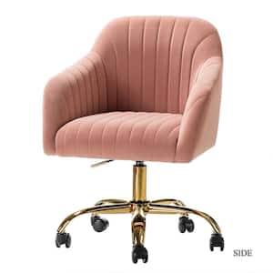 Sinda Modern Pink Velvet Swivel and Adjustable Task Chair with Gold Base
