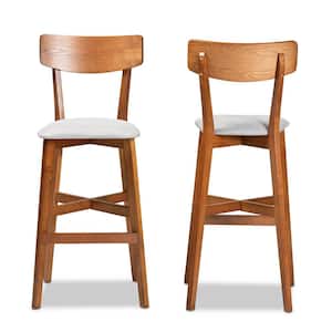 Cameron 30.3 in. Grey and Walnut Brown Bar Stool (Set of 2)