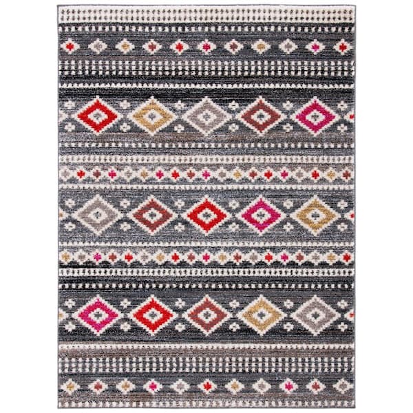 Adirondack 8 ft. x 10 ft. Gray/Ivory Striped Ikat Area Rug