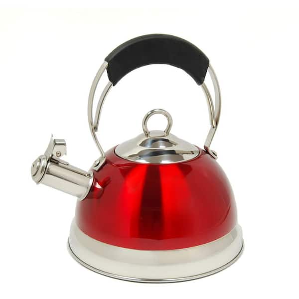 Creative Home Jupiter 10-Cup Tea Kettle with Stainless Steel in Metallic Cranberry-DISCONTINUED