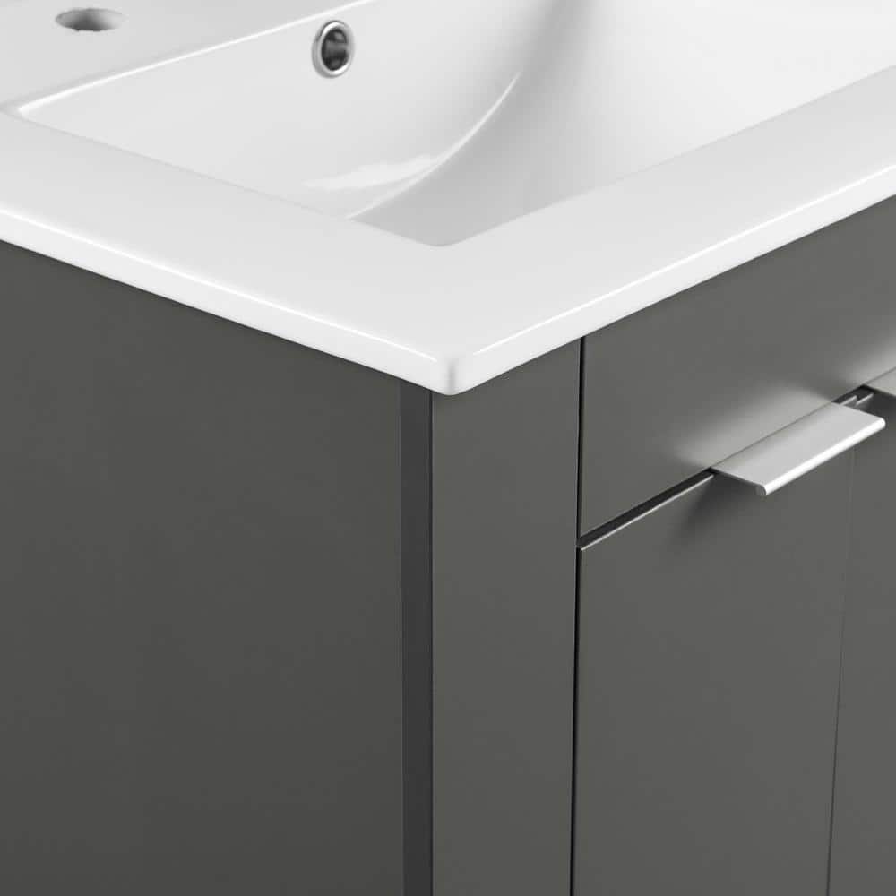 Maybelle 24" Gray White Melamine Bathroom Vanity with Ceramic Sink