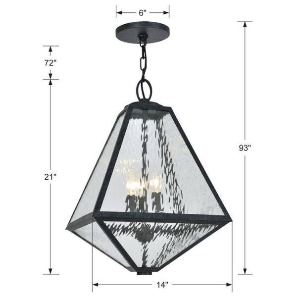 Black Charcoal Outdoor Chandelier with White Glass Panels