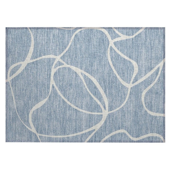 Chantille Machine Washable Indoor/Outdoor Abstract ACN999 Denim 1 ft. 8 in. x 2 ft. 6 in. Area Rug