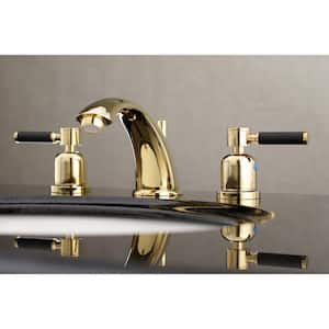 8 in. Widespread 2-Handle Mid-Arc Bathroom Faucet in Polished Brass