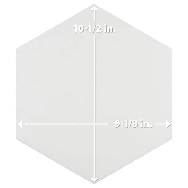Merola Tile Apini Hex Matte White 9-1/8 in. x 10-1/2 in. Porcelain