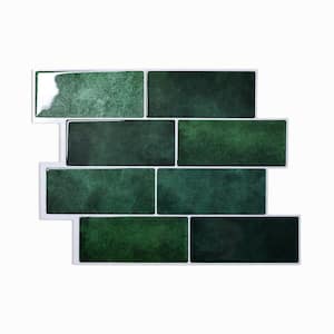8.46 in. x 9.8 in. Green Thick Vinyl Peel and Stick Backsplash Tiles for Kitchen (20-Pack/11.5 sq. ft.)