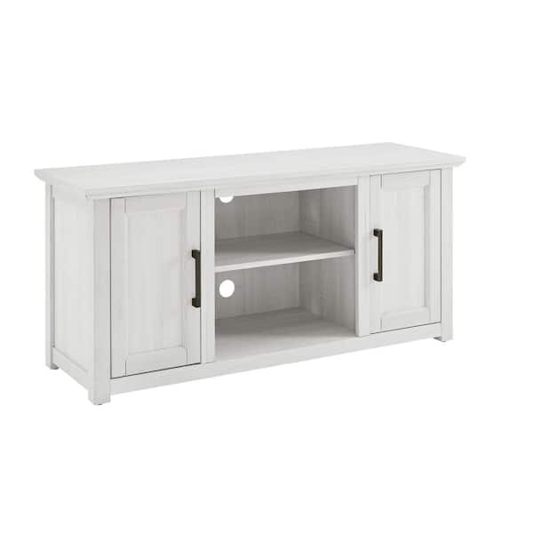 CROSLEY FURNITURE Camden 48 in. Whitewash Low Profile TV Stand Fits 50 in. TV with Cable Management