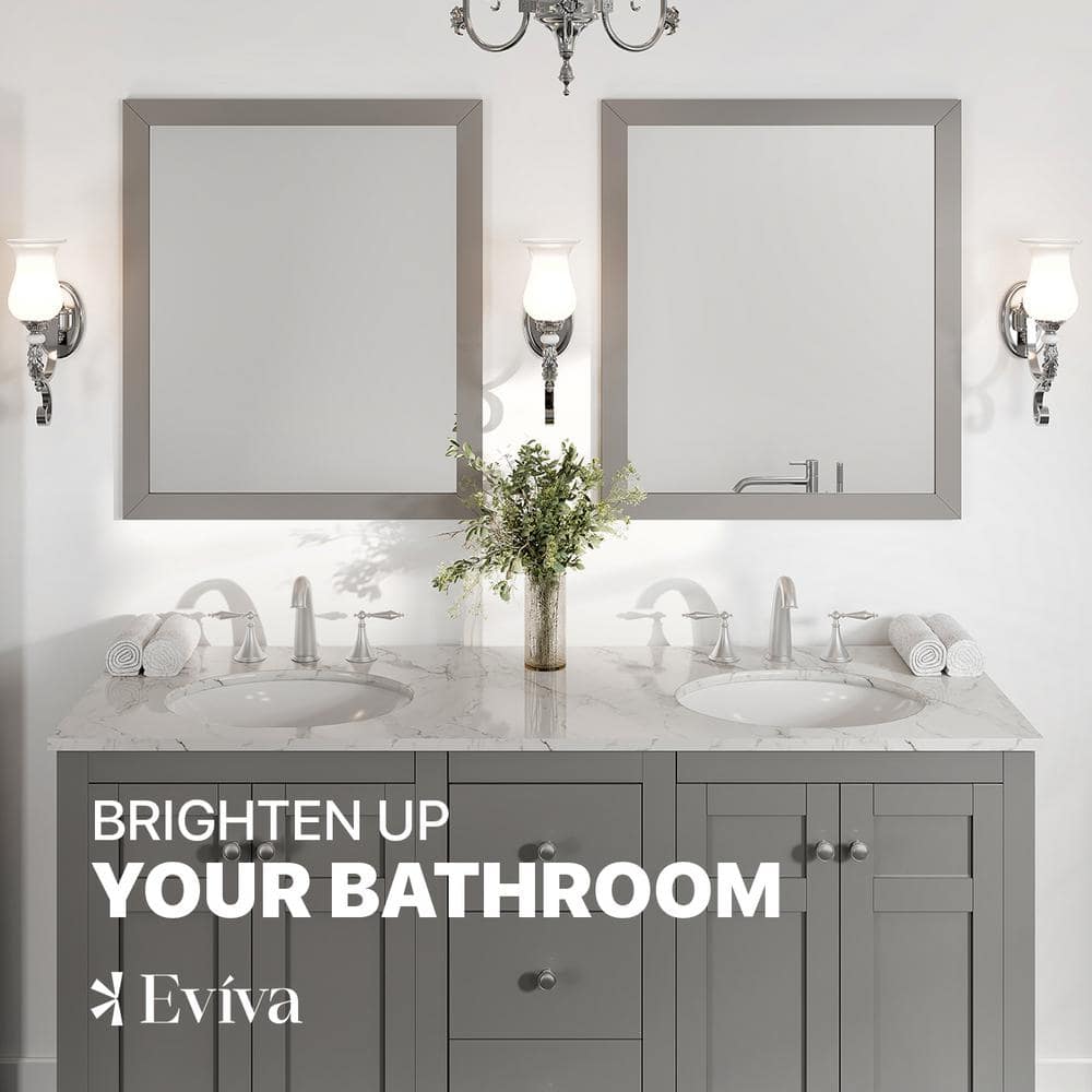 Grey Brushed Solid Wood Rectangular Bathroom Vanity