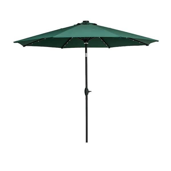 OVASTLKUY 10 ft. Market Outdoor Patio Umbrella with Solar LED Lighted in Green