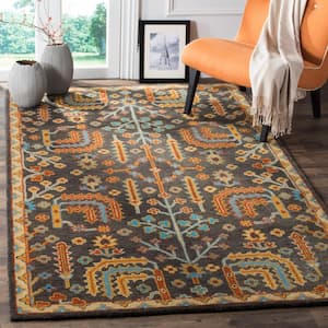 Heritage Charcoal/Multi 8 ft. x 8 ft. Square Border Area Rug