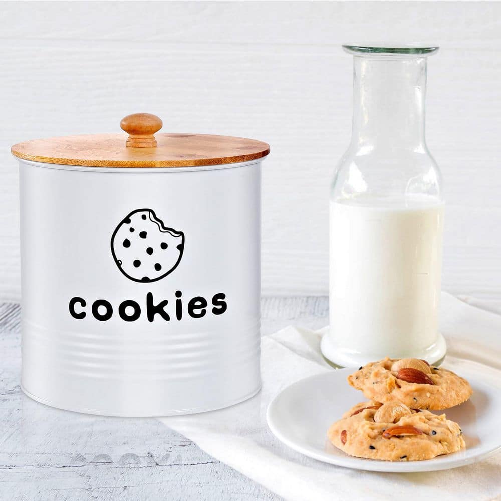 1-Piece White Cookie Jars with Lids Airtight, Large Cookie Tins, 1.5 gal. Cookie Jar for Kitchen Counter Decorative price history on PriceWatchPro