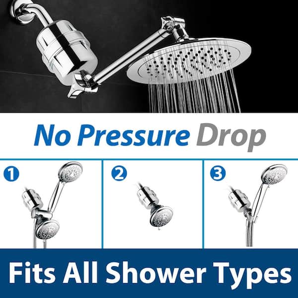 High Pressure Shower Head Filter 2IN1 15 Stages High Output Showerhead Cartridge 