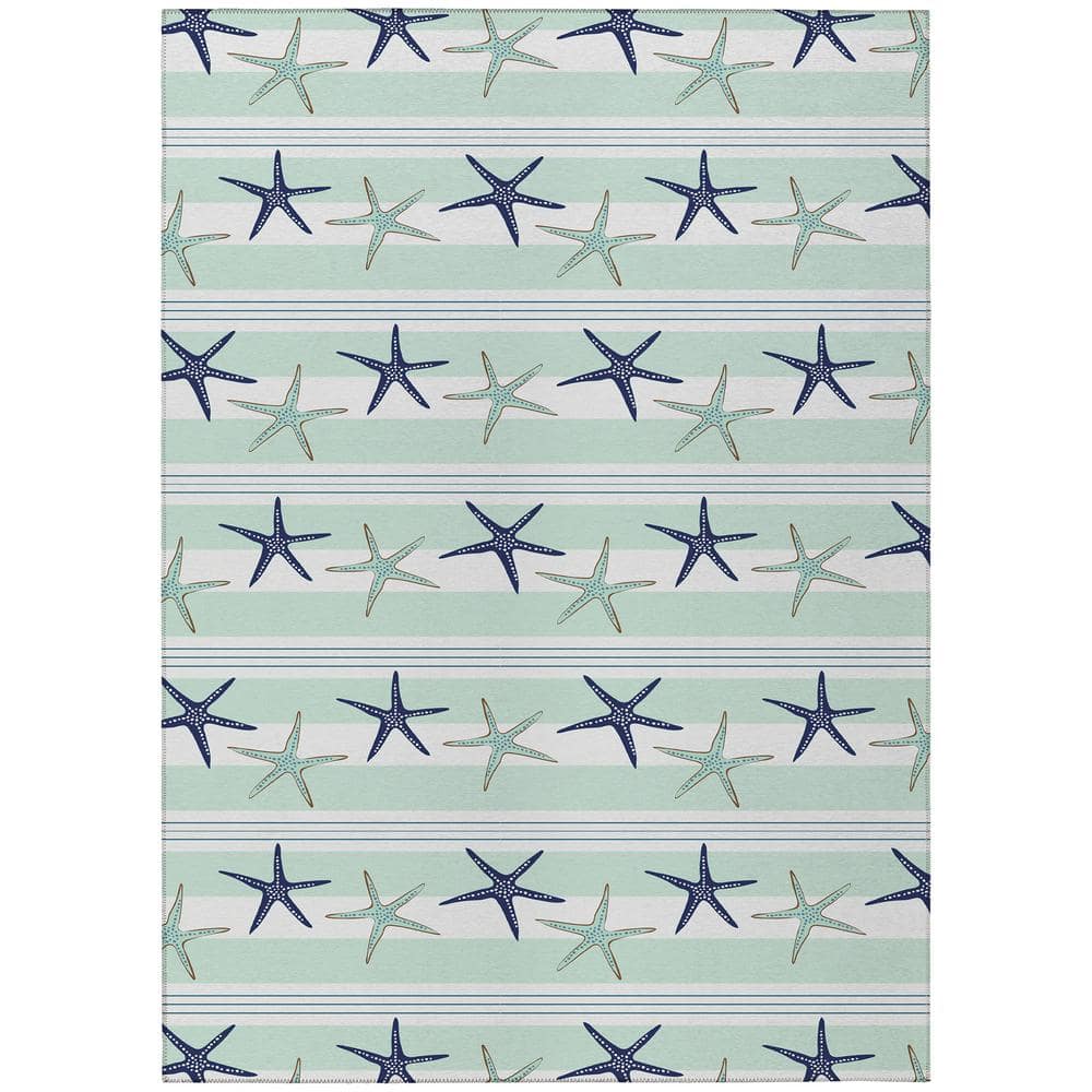 Coastal Breeze Blue Chenille 8' x 10' Washable Flatweave Rug