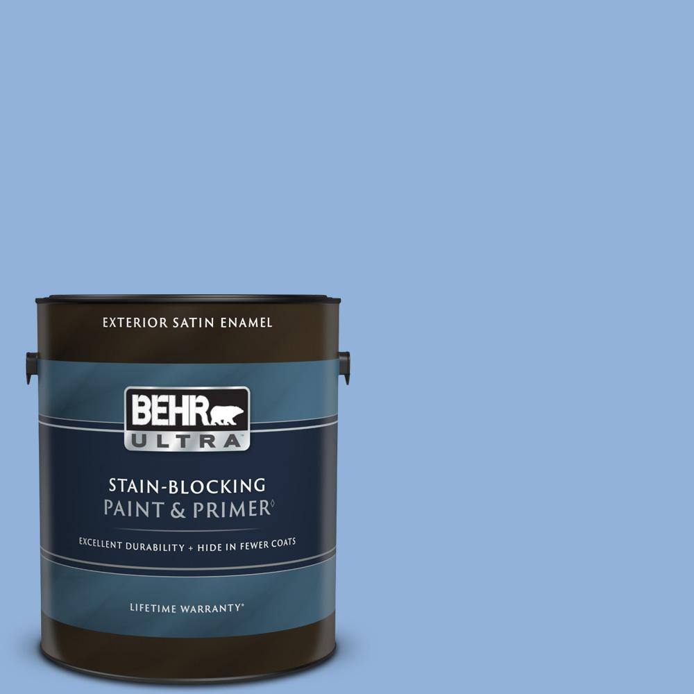 BEHR ULTRA 1 gal. 580B5 Cornflower Blue Satin Enamel Exterior Paint
