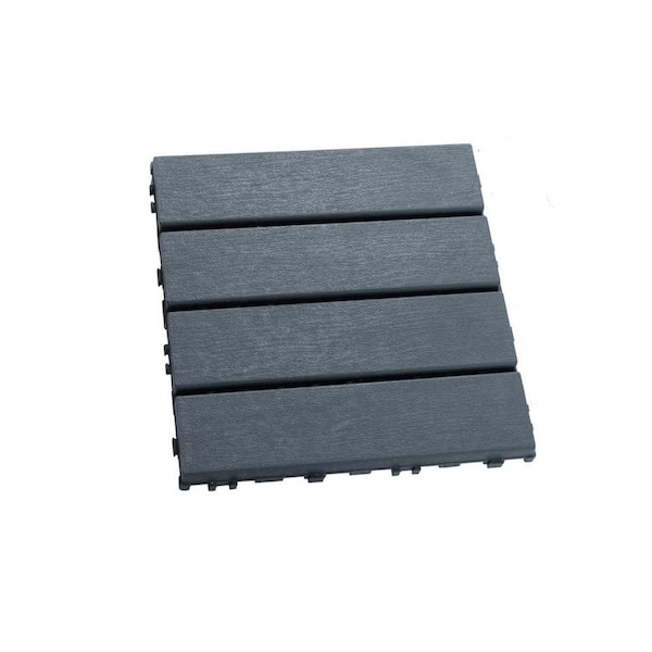 Outdoor 1 ft. x 1 ft. Composite Interlocking Tile Deck Tile in Gray (27 Per Box)