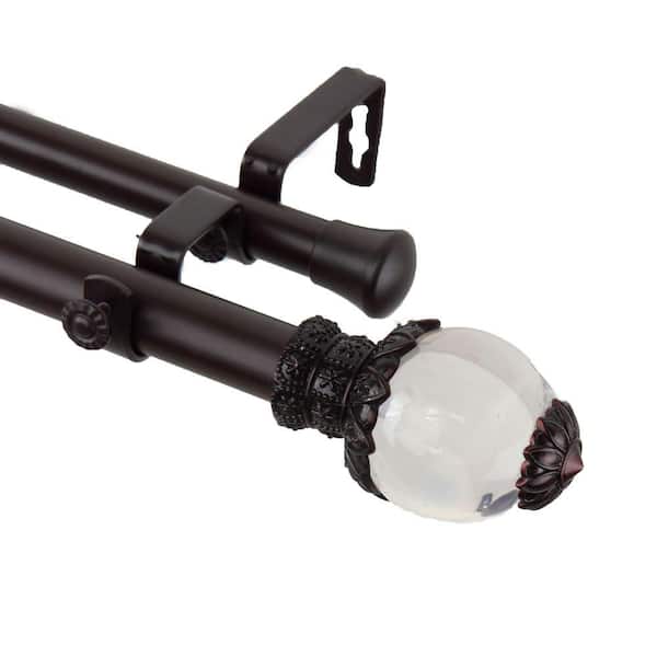 Rod Desyne 66 in. - 120 in. 1 in. Beam Double Curtain Rod Set in Mahogany