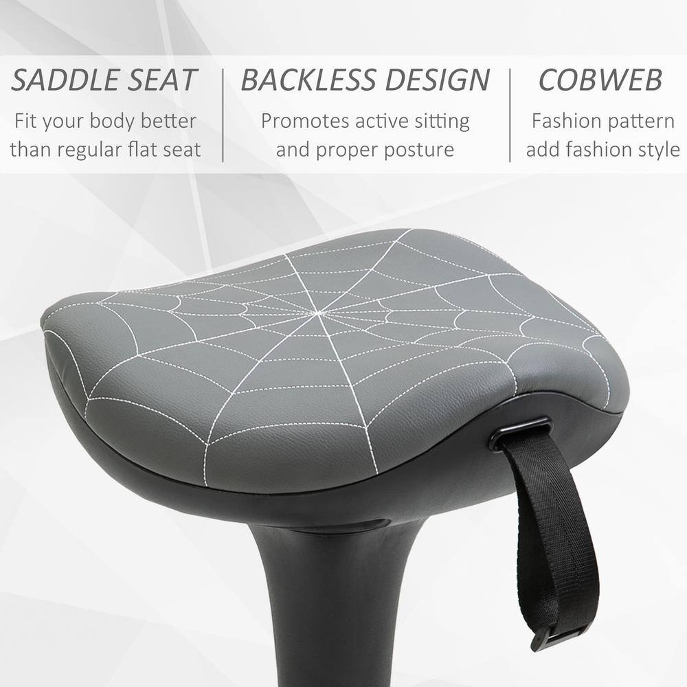 Gray Adjustable Saddle Style Swivel Wobble Stool