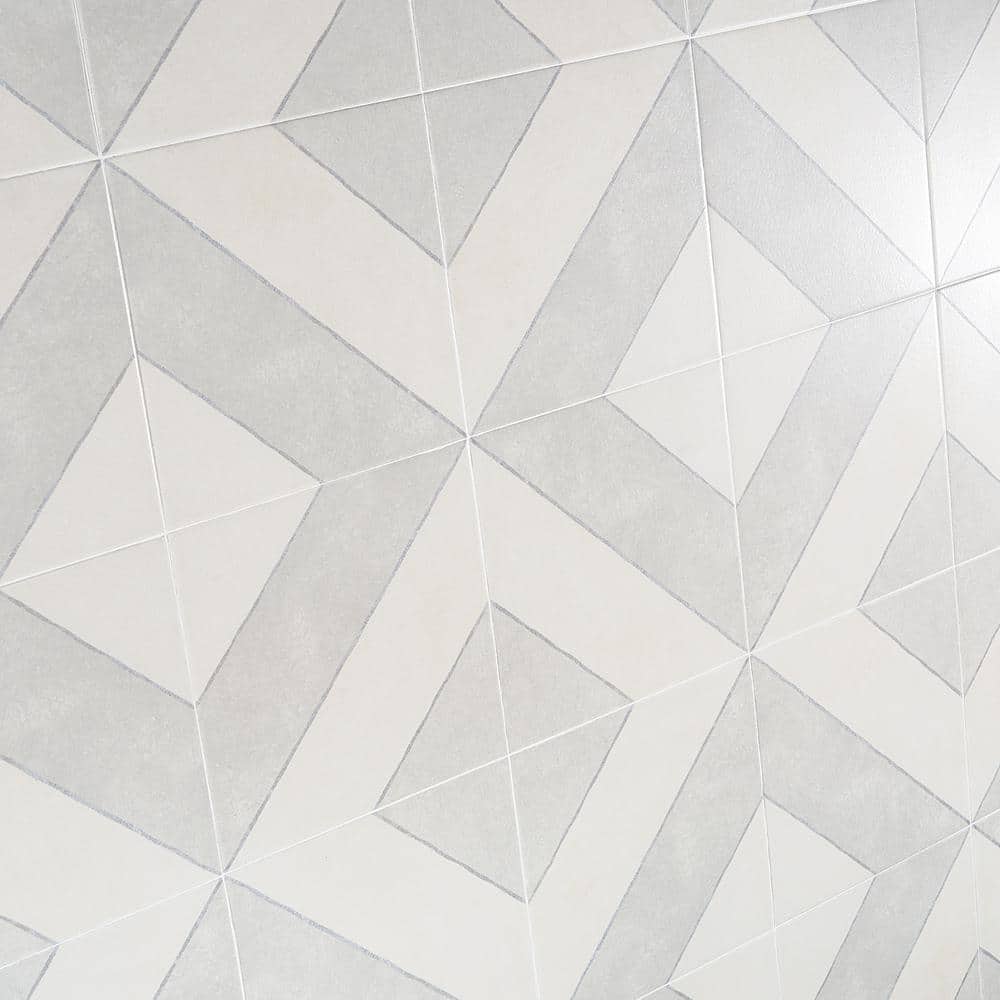 Tarantino Encaustic-Inspired 9" Square Glazed Porcelain Tile, Gray