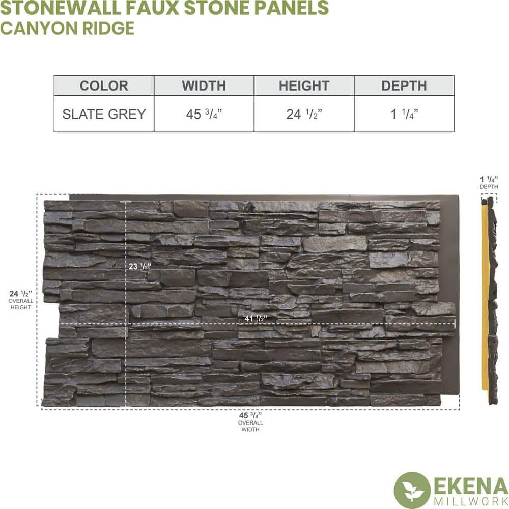 Slate Gray Faux Stone Siding Panel for Interior/Exterior