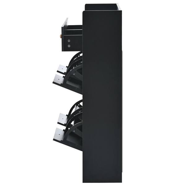 Magic Home 31.5 in. Black Slim Hallway Shoe Cabinet Shoe Rack Entryway  Organizer with Flip Drawers, Hooks, Adjustable Panel CS-PP196910AAD - The  Home Depot