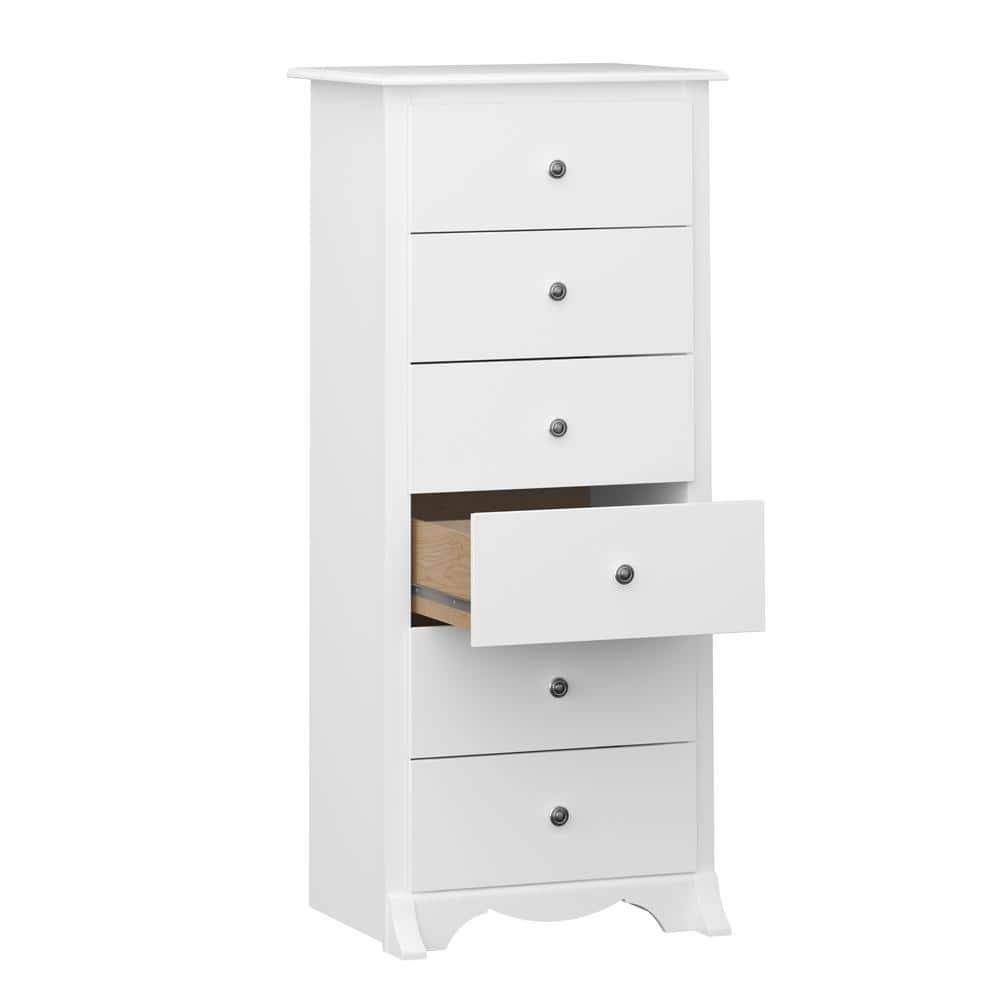 Monterey Tall 6-Drawer White Dresser with Scalloped Base