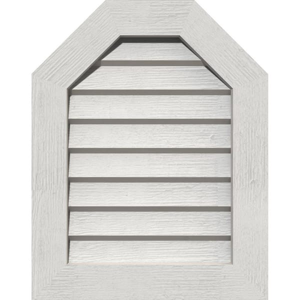 Ekena Millwork 21" x 37" Octagon Primed Rough Sawn Western Red Cedar Wood Paintable Gable Louver Vent Non-Functional