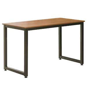 47 in. Cherry Wooden Writing Desk Homes Office Table with Sturdy Metal Frame