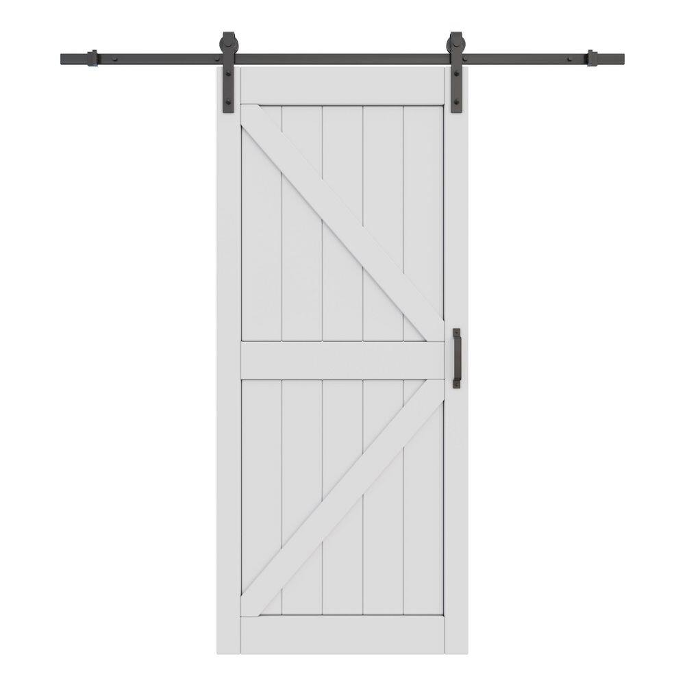 36 in. x 84 in. Pre-Drilled K Shape Panel Off White Primed MDF Sliding Barn Door with Hardware Kit and Soft Close price history on PriceWatchPro