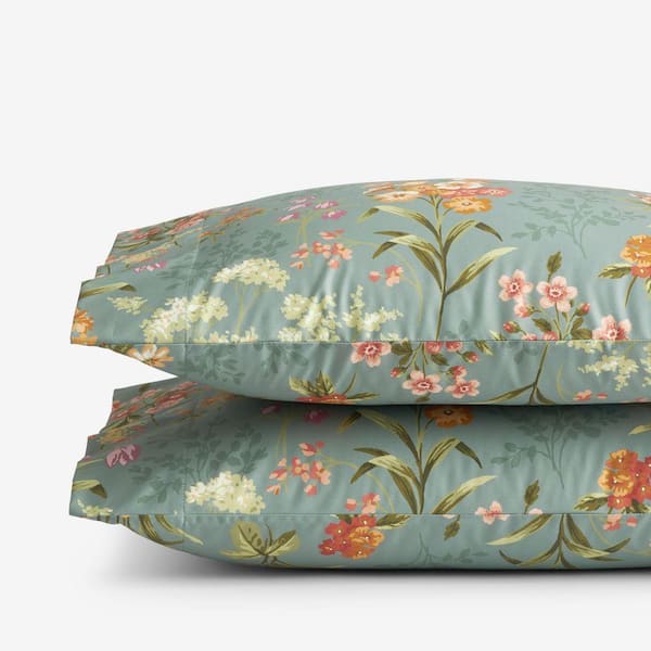 Legends Hotel Blooming Elegance Wrinkle-Free Olive Green Sateen Pillowcase (Set of 2)
