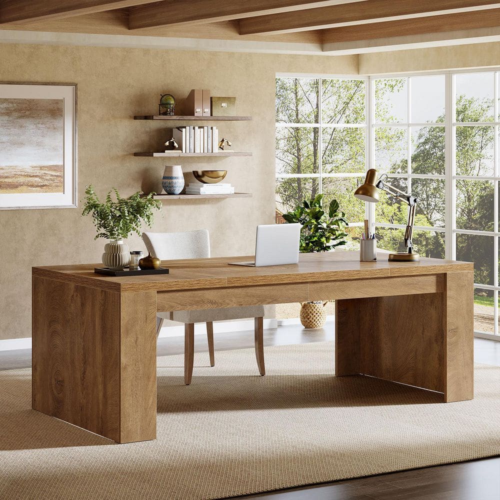 Moronia 70.9 in. Computer Desk for Dual Monitors, Brown Business Large Executive Desk for Home Office price history on PriceWatchPro