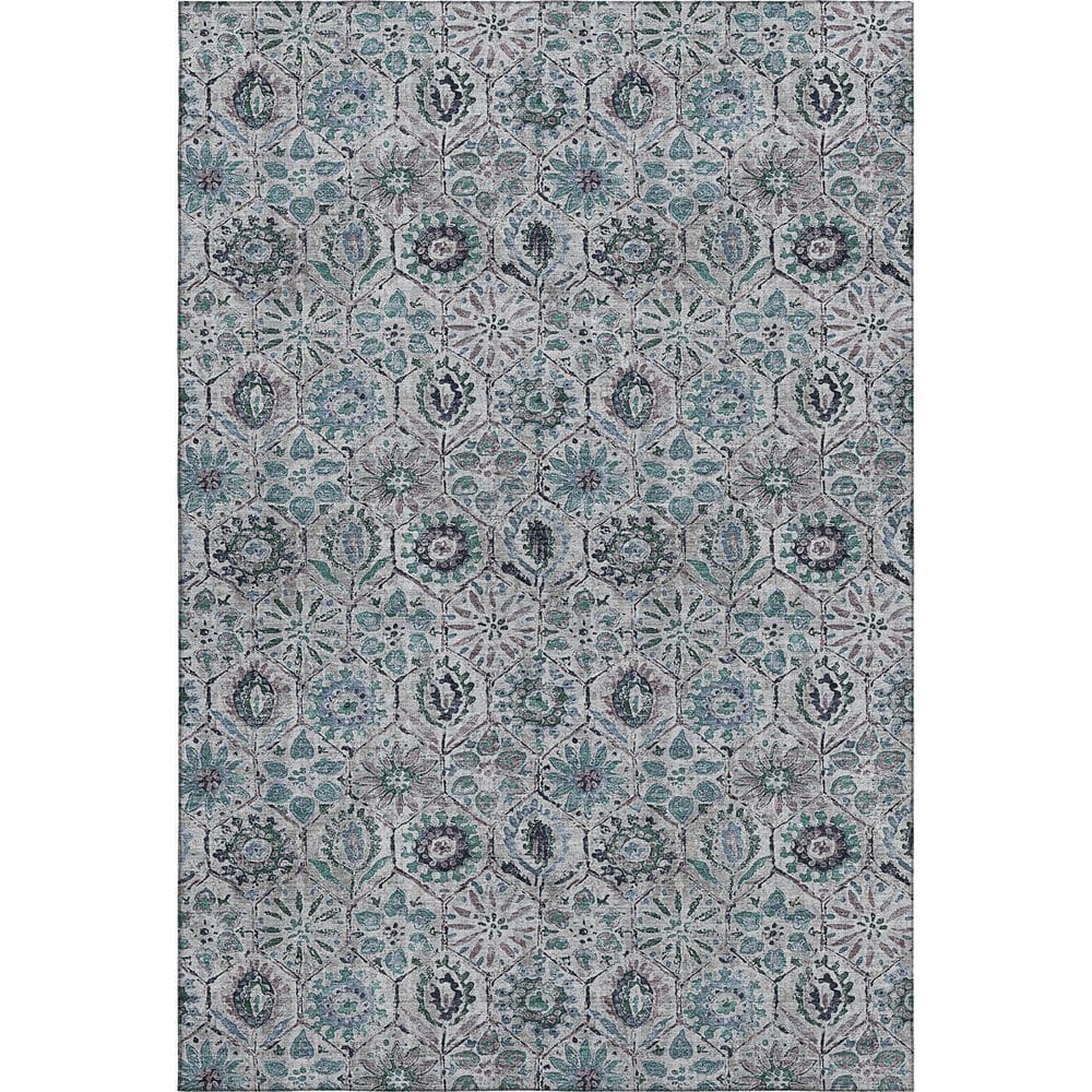 Mayfield Premium Machine Washable Abstract AMF1938 Teal 9 ft. x 12 ft. Area Rug price history on PriceWatchPro