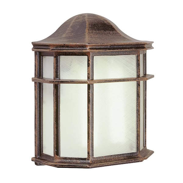 Bel Air Lighting Andrews 1-Light Rust Outdoor CFL Pocket Lantern Sconce with Frosted Acrylic Shade