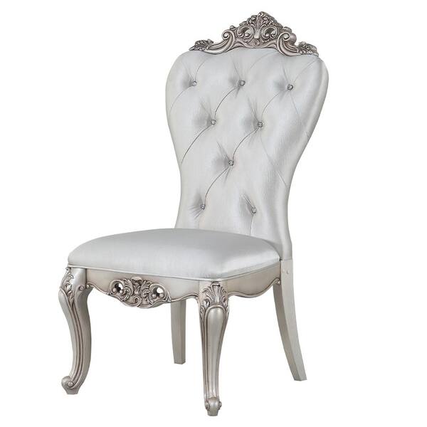 Unbranded Gorsedd Side Chair (Set-2) in Cream Fabric and Golden Ivory Finish