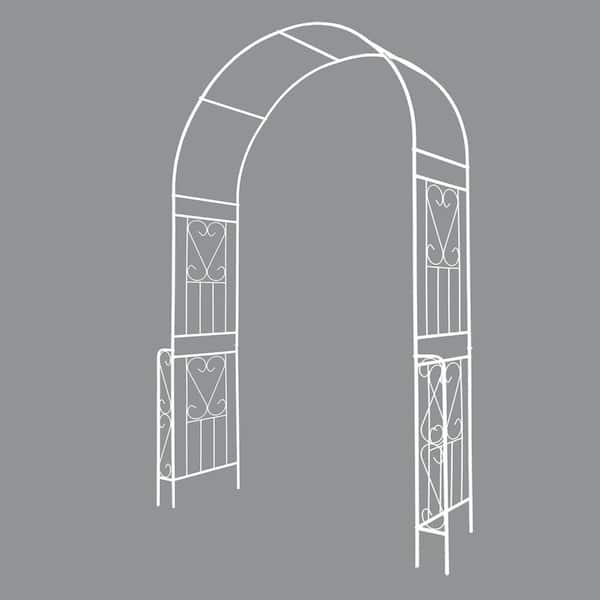 Jushua 94.5 in. Metal Garden Arbor Trellis, Outdoor Flower Arch Support, Rustproof Trellis for Climbing Plants, Cream White